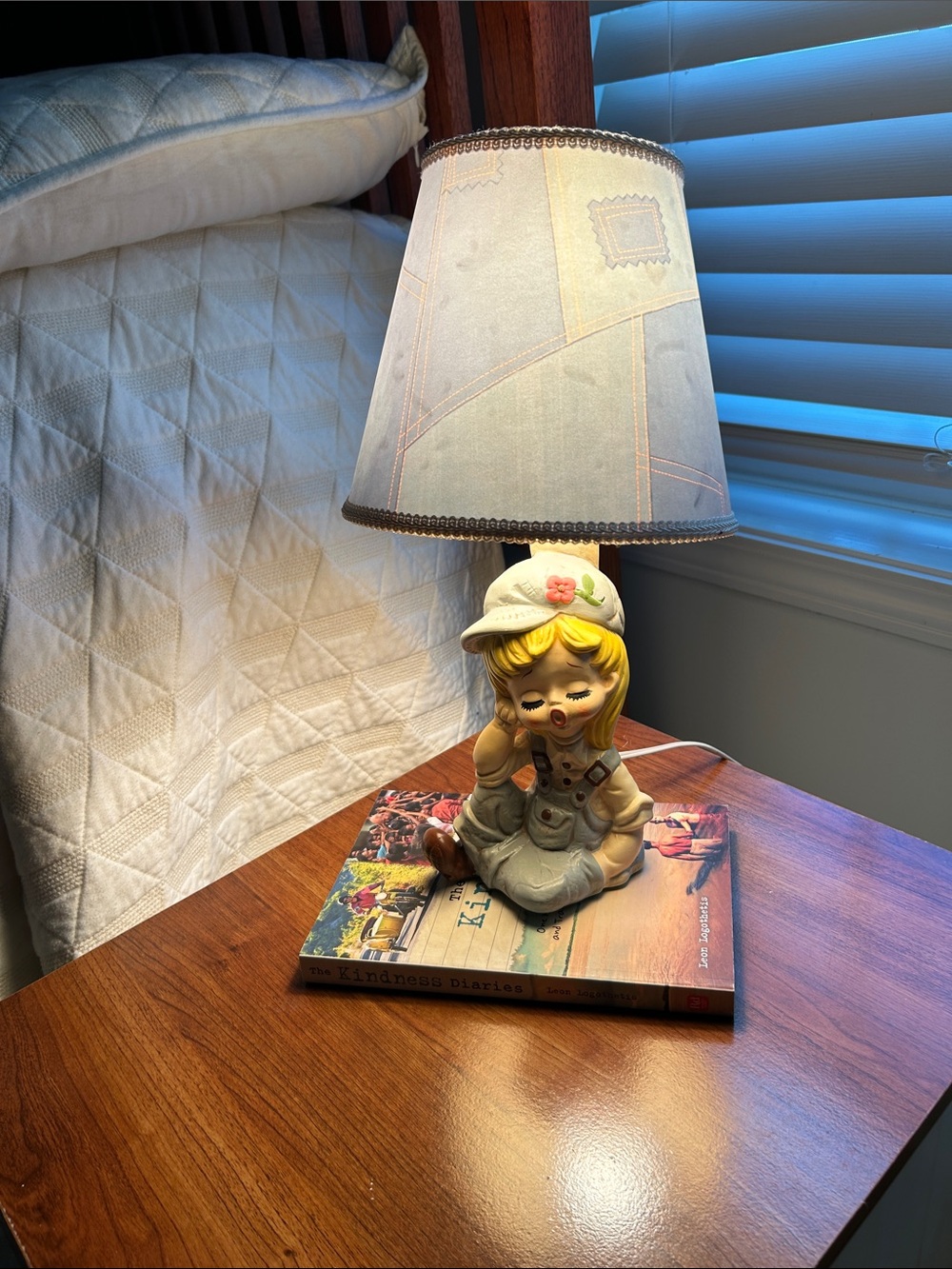 1977 Sears & Roebuck LittleGirl in Denim Lamp with Shade. H 15 in